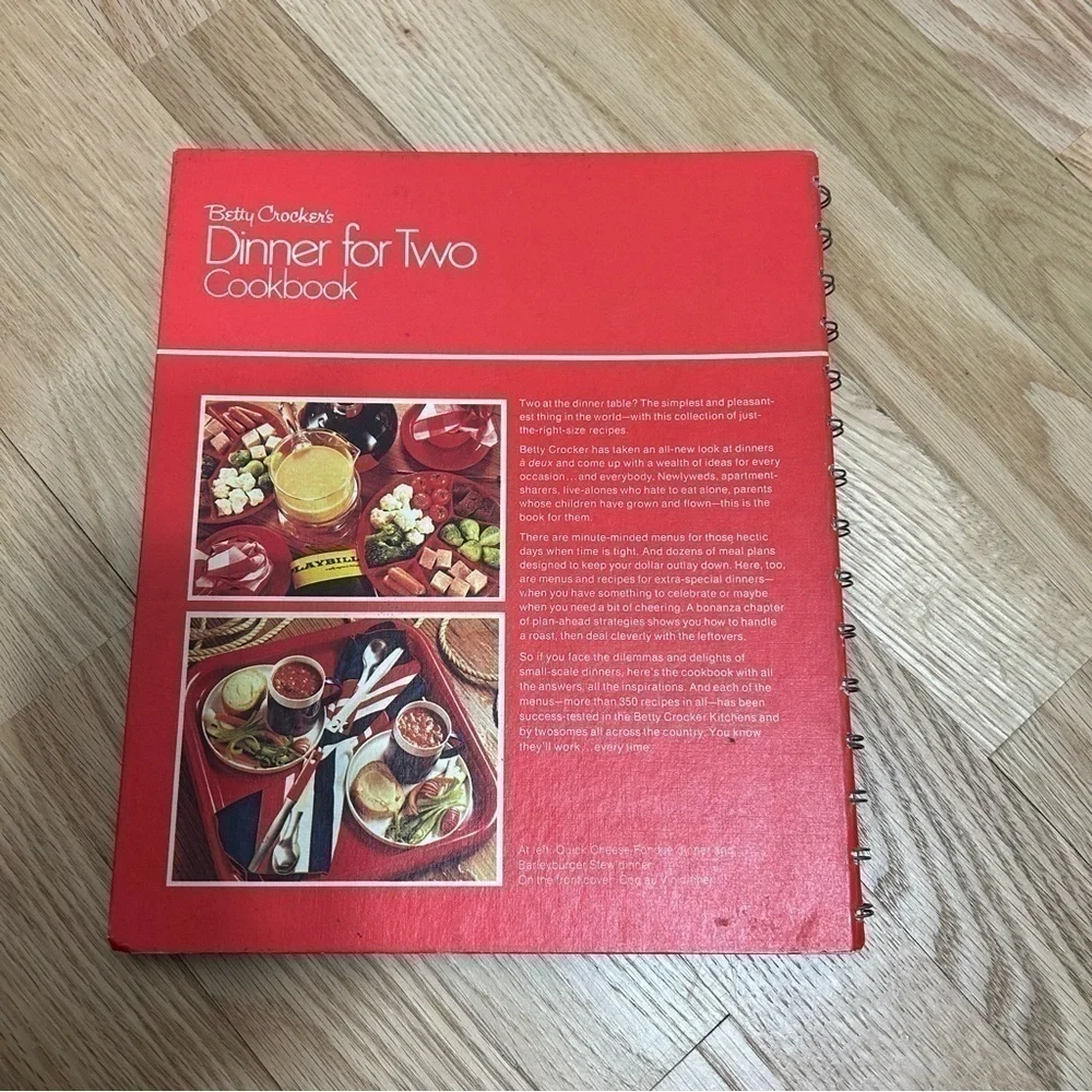 Vintage Betty Crocker’s Dinner for Two Cookbook Spiral Red